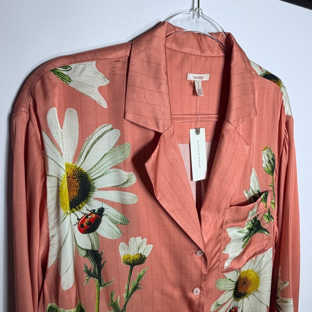 Anthropologie LyreBird Neela Floral Silky Blouse Pajama Top NWT Nancy's Blushes - Picture 6 of 14